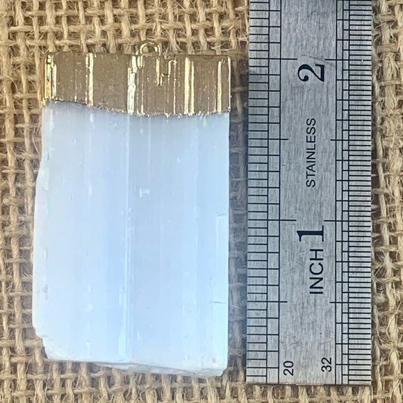 Selenite Healing Crystal Pendant Clears Negativity Brings Positive Energy Gold - Picture 8 of 10